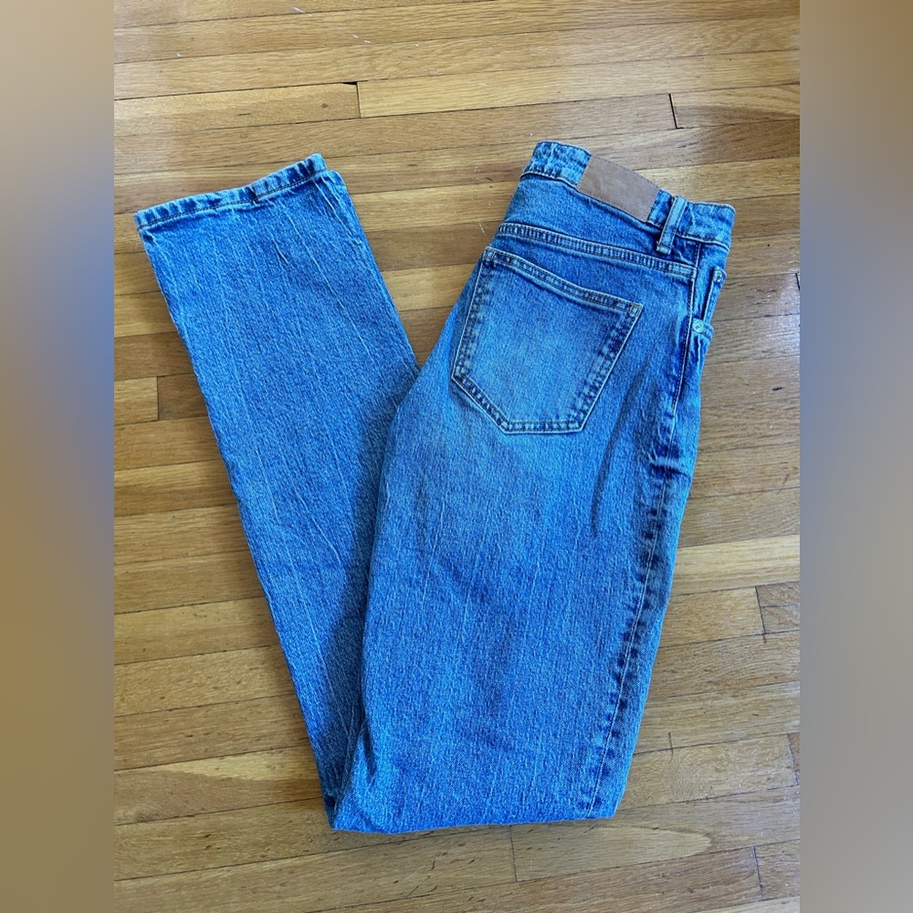 Zara Women's High Wasted Straight Leg Jeans with Split Hems